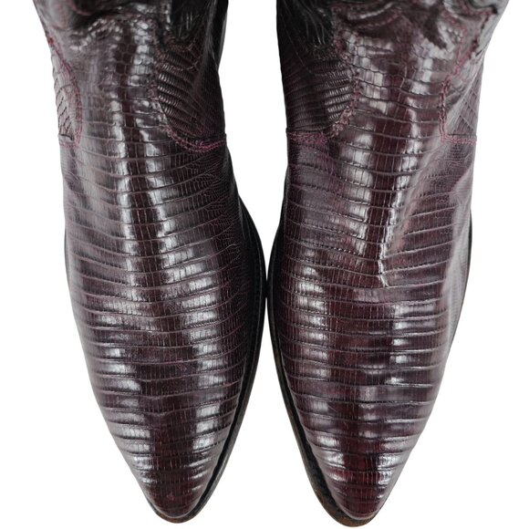 Mens 12D Burgundy Vintage Exotic Lizard Justin Cowboy Boots Lizard Western CBC - Picture 13 of 15